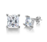 Boucles d'oreilles,boucles d'oreilles en pierres précieuses, boucles d'oreilles en argent sterling S925 classiques en diamant carré(8mm)