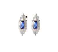 boucles d'oreilles, boucles d'oreilles fantaisie, Boucles d'oreilles, boucles, en pierres précieuses, à tige argent Sterling 925, carrées bleues for femmes, de fête, bijoux la mode, cadeau pendiente