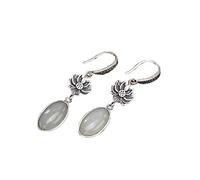 boucles d'oreilles, Boucles d'oreilles for femmes en argent 925 et jade blanc naturel Hetian Lotus
