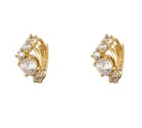 Boucles D'Oreilles, Boucles D'Oreilles Or Créoles Femme et Zircone Cubique de Forme Ronde 6X15mm pour Saint Valentin Bijoux