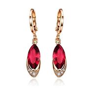 boucles d'oreilles, Boucles d'oreilles pendantes classiques en argent 925 for femme, ornées d'un rubis rouge. Idéales comme cadeau de mariage ou fiançailles. Fabriquées Chine