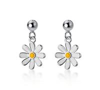Boucles d'oreilles boucles d'oreilles pour femmes émail émail boucles d'oreilles courtes 925 boucles d'oreilles à fleurs de marguerite argentée mode élégants boucles d'oreilles