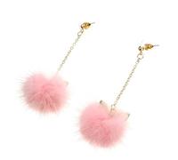 Boucles d'oreilles boule de fourrure d'oreille de chat, Pom Pom rose, accessoires d'oreille pendants pour femmes, 1 paire de boule de fourrure moelleuse adaptée aux loisirs et