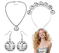 Boucles d'Oreilles Boule Disco, Accessoire Disco Reflective, Écouteurs en Forme de Boule avec Bandeau, Style Années 70-80, 1 Pièce, Multicolore