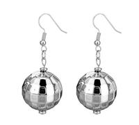 Boucles d'oreilles boule disco, boucles d'oreilles boule miroir - Boucles d'oreilles pendantes punk avec boule disco, boucles d'oreilles drôles en argent des années 70 Accessoires discothèques pour