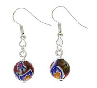 Boucles d'oreilles Boule Millefiori Murano Mosaic - Argent