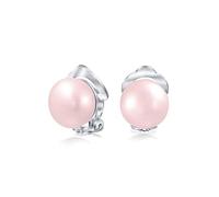 Boucles D'Oreilles Boules En Perles De Culture D'Eau Douce Rose Pâle Pour Femmes .925 Argent Sterling Oreilles Non Percées
