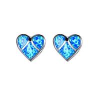 Boucles d'oreilles bouton avec coeur d'opale de feu pour bijoux de mariée pour femme pleins, bluDurability