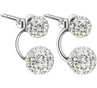 Boucles d'oreilles bouton avec double face zircone cubique boucles d'oreilles bouton avec double sphère boucles d'oreilles sc