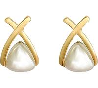 Boucles d'oreilles bouton avec perles simples et de Luxe aiguilles Boucles d'oreilles à bouton Croix avec Tempérament Super Fée Femme Ensemble de Bijoux pour Le Donn