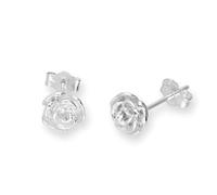 Boucles d'Oreilles Bouton de Rose en Argent 925/1000