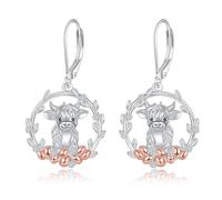 Boucles d'oreilles bovins des Highlands pour femmes en argent sterling 925 - Vache écossaise - Dangle - Bijoux mignons - Cadeau de ferme unique pour elle, maman