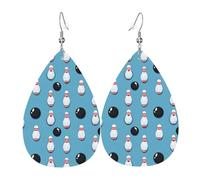 Boucles d'oreilles brillantes en forme de boule de bowling pour femme, boucles d'oreilles tendance en cuir en forme de larme pour femme, bijoux tendance et colorés