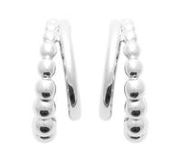 Boucles d'oreilles - BRILLAXIS - CREOLE ARGENT 925 RHODIE - Demi-créoles - Décor perlé - Anneaux 11/13 mm