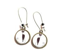Boucles d'oreilles Cabochon Chat Noir Silhouette Pendentifs, Idée originale pour cadeau de Noël, fait à la main, bijoux femme chat noir Silhouette