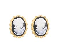 Boucles d'Oreilles Camée Oval Vintage En Métal Doré - Grand Format Lady Portrait - Style Victoria Pour Femme - Bijoux Tendance - Cadeau Chic Pour Maman Anniversaire Fête