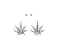 Boucles d'oreilles Cannabis Feuille De Marijuana Argent