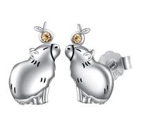 Boucles d'oreilles Capybara - Boucles d'oreilles Capybara pour filles | Boucles d'oreilles en argent sterling | Drôle | Boucles d'oreilles drôles Faits De Zinclégation | Beaux Bijoux D'anniversaire En