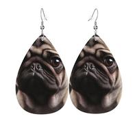 Boucles d'oreilles carlin pour femme - Boucles d'oreilles pendantes en cuir - Double face - Légères - Accessoires d'oreille pour femme - Bijoux tendance - Cadeau d'anniversaire