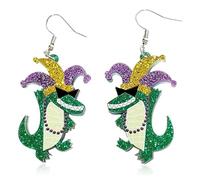 Boucles d'Oreilles Carnaval Cristal Violet Vert Or Pendantes en Requin Cartoon Fantaisie Tendance Cadeau Bijoux pour Femme Filles Fat Tuesday Défilé Soirée Disco (Type 3)