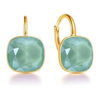 Boucles d'oreilles carrées avec fermoir confortable en argent sterling 925 plaqué or 24 carats cadeau pour la fête des mères, un anniversaire, un jour ou un anniversaire, M, Argent sterling, Zircone