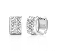 Boucles D'oreilles Carrées Courbes Argenté Pavé Zircons Féminin Cadeau | Boucles Carrées Courbes Argenté Hypoallergénique Pavé De Zircons Brillants Moderne Chic Adapté Au Port Quotidien