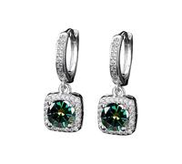 Boucles d'oreilles carrées modernes et populaires en argent imitation moissanite pour femme, boucles d'oreilles en zircone et boucles d'oreilles à troisième trou pour femme, A, Cuivre, Pas de gemme