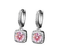Boucles d'oreilles carrées modernes et populaires en argent imitation moissanite pour femme, boucles d'oreilles en zircone et boucles d'oreilles à troisième trou pour femme, A, Cuivre, Pas de gemme