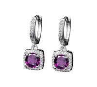 Boucles d'oreilles carrées modernes et populaires en argent imitation moissanite pour femme, boucles d'oreilles en zircone et boucles d'oreilles à troisième trou pour femme, A, Cuivre, Pas de gemme