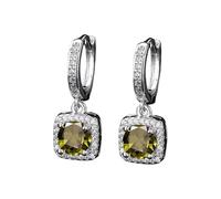 Boucles d'oreilles carrées modernes et populaires en argent imitation moissanite pour femme, boucles d'oreilles en zircone et boucles d'oreilles à troisième trou pour femme, A, cuivre, sans pierre