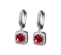 Boucles d'oreilles carrées modernes et populaires en argent imitation moissanite pour femme, boucles d'oreilles en zircone et boucles d'oreilles à troisième trou pour femme, A, Cuivre, Pas de gemme