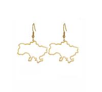 Boucles d'oreilles carte de l'Ukraine Armoiries de l'Ukraine Trident Symbole Cadeau patriotique Ukraine Souvenir Nom de l'Ukraine Prière Bijoux Femme (Carte de l'Ukraine or)
