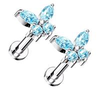 Boucles d'oreilles cartilage - Titanium Alliage Butterfly Studs de cartilage, unité d'orage de l'oreille de mode corporelle | Pièce de bijoux de rencontres de voyage en scène polyvalente, élégant modu