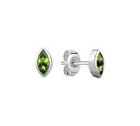Boucles d'oreilles Celesta en argent massif 925 rhodié brillant péridot vert