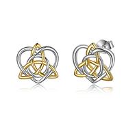 Boucles d'oreilles celtiques en argent sterling Boucles d'oreilles coeur celtique Triquetra Trinity Knot Boucles d'oreilles pour femmes filles, cadeaux de Noël pour elle