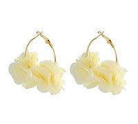 Boucles d'oreilles cerceau en tissu fleurs dangle boucles d'oreilles rose goutte pendentif cercle fille plage bijoux arbre pour femme, taille unique, Comme décrit
