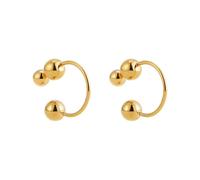 Boucles d'Oreilles Cerceau Or pour Femmes, Design 2-en-1 Convertible de C-Hoop Boule à Stud, Partie Détachable et 40mm Laiton Géométrique, Statement Ton Or
