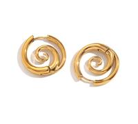 Boucles d'oreilles Cercle Spirale Vague Marine pour les Femmes Acier Inoxydable Plaqué Or 18 Carats Swirl Chunky Rond Huggie Hoops Boucle D'oreille Mode Anniversaire Bijoux Cadeaux Vacances, Piccolo,