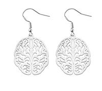 Boucles d'oreilles cerveau, collier de biologie, cadeau de psychologie, cadeau de psychologie, cadeau d'étudiant en médecine, 2.5*2, Acier inoxydable, Pas de gemme