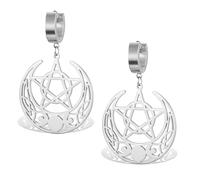 Boucles d'oreilles chai juives pour femme en acier inoxydable avec nœud celtique croissant de lune avec étoile de David et amulette religieuse turquoise, taille unique, Acier inoxydable, Pas de gemme