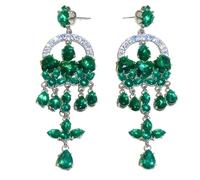 Boucles d'oreilles chandelier en cristal vert émeraude pour femme, boucles d'oreilles pendantes légères, parfaites pour mariage, bal, cadeau pour elle