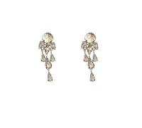 Boucles d'oreilles chandelier en forme de goutte en argent pour femme, boucles d'oreilles pendantes vintage avec strass scintillants, bijoux élégants de mariage et de fête
