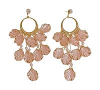 Boucles d'oreilles chandelier en forme de pétale rose dégradé pour femme, boucles d'oreilles créoles dorées, cadeau pour elle, idéales pour la Saint-Valentin, un mariage