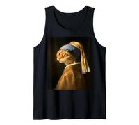 Boucles d'oreilles Chat avec Perle - Art Vintage Parodie Remix Débardeur