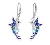 Boucles D'oreilles Chat/Dauphin/Panda/Raton Laveur/Renard/Libellule pour Femme en Argent Sterling Boucles d'oreilles en Fforme D'animal Bijoux Cadeaux pour Filles (Phénix)