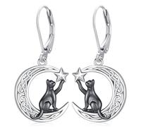 Boucles d'oreilles Chat/Koala/Axolot, Boucles d'oreilles Pendantes en Argent Sterling 925 pour Femmes (Boucles d'oreilles Chat-A)