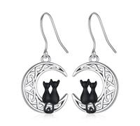Boucles d'oreilles Chat/Koala/Axolot, Boucles d'oreilles Pendantes en Argent Sterling 925 pour Femmes (Boucles d'oreilles Chat-B)