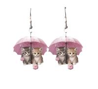 Boucles d'oreilles chat parapluie rose, acrylique charmant petit animal romantique boucles d'oreilles
