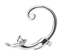 Boucles d'Oreilles Chat Stéréo en Alliage, Mode pour Femmes et Filles | Argenté, Design, pour Affaires et Souvenirs de Voyage, une Pièce