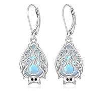 Boucles d'oreilles chauve-souris d'Halloween en argent sterling avec chauve-souris et pierre de lune en filigrane gothique, chauve-souris, vampire, sorcière, bijoux de vacances, cadeaux de Noël